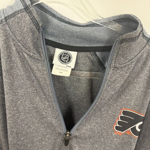 NHL Philadelphia Flyers 1/4 Zip Jacket Men's M Gray Hockey Long Sleeve EUC B50 - Picture 4 of 5